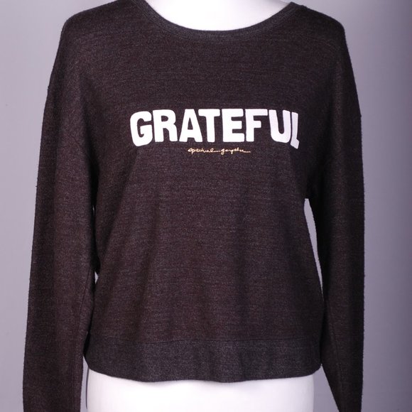 GUC Spiritual Gangster "Grateful" Cropped Sweatshirt, Sz - Lg - Picture 3 of 8